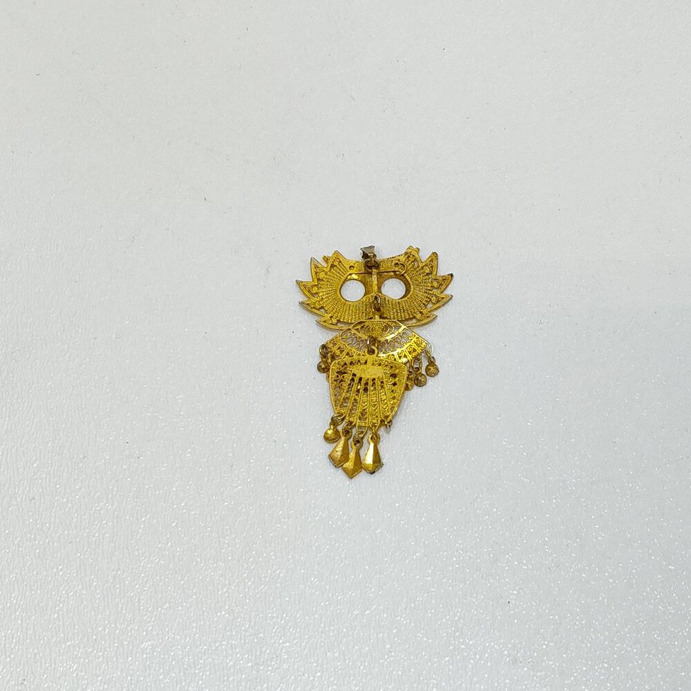Articulated Owl Necklace Pendant Dangles Intricate Filigree Design Hinged Moveme